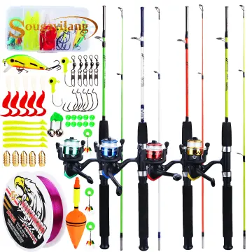 Full Set 1.8m Telescopic Fishing Rod Glass Fiber 6 Sections and Fishing Reel  with Line Accessories