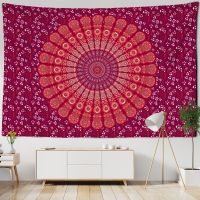 Rose Red Mandala Tapestry Wall Hanging Abstract Witchcraft Hippie Tapez Aesthetic Room Dormitory Room Decor