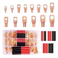 280PCS Copper Wire Lugs Replacement Spare Parts Accessories [AWG2 4 6 8 10], 78Pcs Battery Terminal Connectors with 92Pcs Heat Shrink Tubing