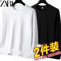 ▩ [Brand] ZARA 100 cotton long-sleeved T-shirt mens spring and autumn casual round neck T-shirt thin bottoming