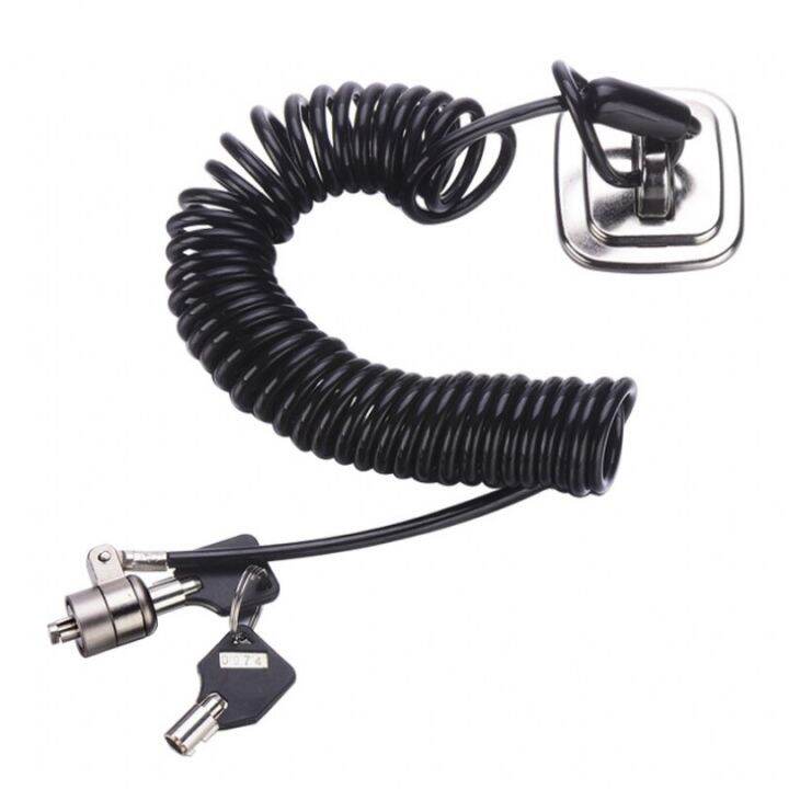 Universal Retractable Spring Rope Steel Cable Computer Lock With Security Anchor Base & 2 Keys