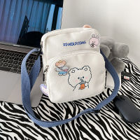 Small Women Canvas Shoulder Bags Korean Cartoon Print Fashion Mini Cloth Handbags Phone Crossbody Bag for Cute Girl 2021 Purse