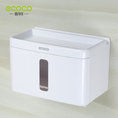 ECOCO Multifunctional Tissue Box Wall Mounted Paper Roll Holder Kitchen Paper Dispenser for Bathroom Accessories