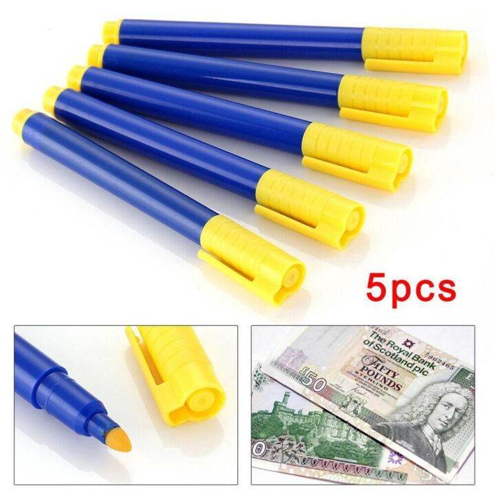 ♣ Money 5pcs Checker Tester Bank Pen Detector Note Pens Notes