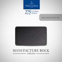 Villeroy &amp; Boch - Manufacture Rock จานพอร์ซเลน สีดำ ทรงสี่เหลี่ยมผืนผ้า - วิลเลรอย แอนด์ บอค