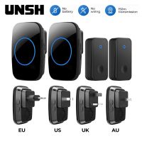 ∋ Self Powered Waterproof Wireless DoorBell Door Bell Chime Kit Smart Home No Battery Electric EU UK US Plug 1 2 Button Receiver