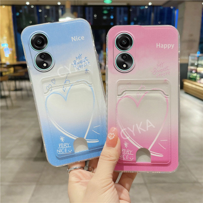 ปลอกโทรศัพท์มือถือ OPPO A18 A38 4G A78เคส NFC OPPO A78 A58 4G เคส TPU แฟชั่นนิ่มสีฟ้าและเคสสีชมพู OPPO A58กระเป๋าใส่บัตร4G