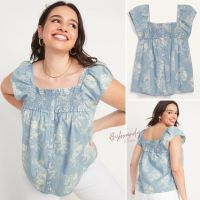 เสื้อแขนกุด ลายน่ารัก อกสม็อค Old Navy Smocked Square Neck แท้ ?