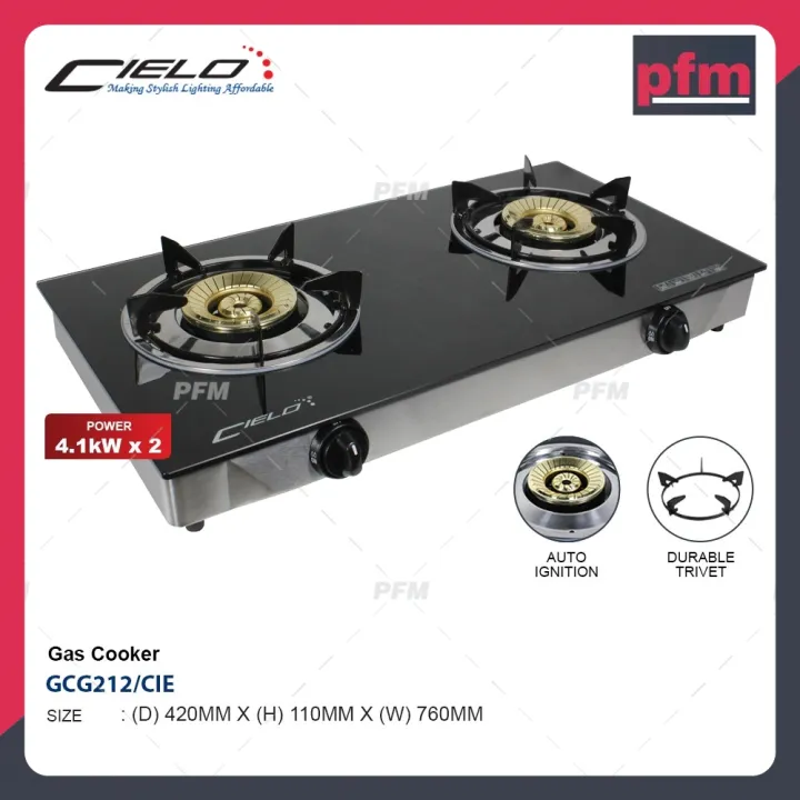 CIELO GCG212 TEMPERED GLASS TABLE TOP GAS COOKER Lazada