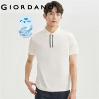 GIORDANO ผู้ชาย เทคโนโลยีขั้นสูงความรู้สึกเย็นน้ำแข็งออกซิเจนเย็นสีถักประตูถังแขนสั้นโปโล Free Shipping 13013307