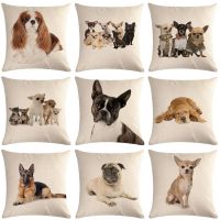 {fabric sofa}1ชิ้นปั๊กสัตว์เลี้ยง DogCotton ผ้าลินินโยนหมอนเบาะ CoverHome โซฟา BedPillowcase F Unda Cojin 40657