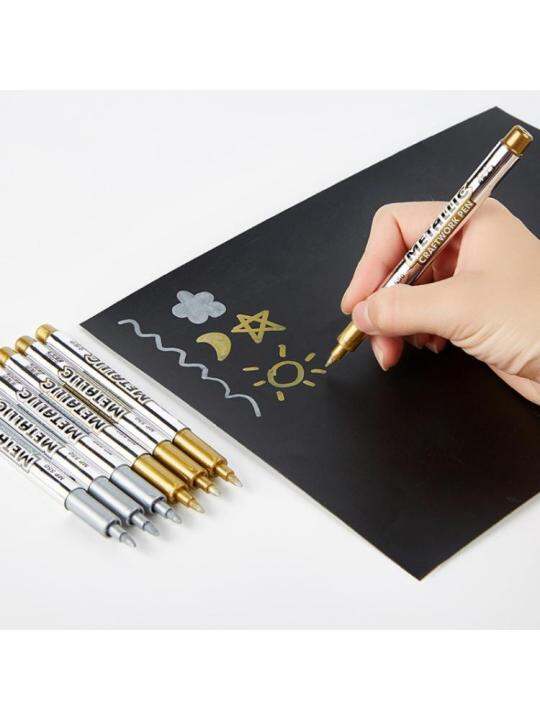 12pcs-gold-silver-อีพ็อกซี่เรซิ่นปากกาวาด-graffiti-ปากกา-marker-สีอะคริลิคไฮไลท์-metallic-ปากกามาร์กเกอร์ถาวร