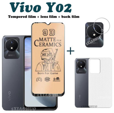 (3ใน1) Vivo Y02เซรามิกป้องกันหน้าจอกระจก + ฟิล์มกล้อง + หลังฟิล์มสำหรับ Vivo Vivo Y16 Y02S Y35ฟิล์มบางเซรามิก