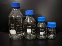 ขวดแล็บ ขวดแก้วเก็บสารฝาเกลียวสีน้ำเงิน Laboratory Bottle Clear Glass with Screw cap GL45