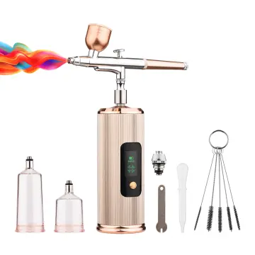 Multi-functional Airbrush Kit with Compressor Handheld Air Brush Set Dual-Action 5-Level Adjustable Pressure Max.25PSI with 2pcs Paint Cups for