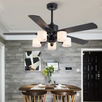 Indoor 52Inch Smart Luxury Ceiling Fans With Remote Control Led Light For Home Bedroom Dining Dc60W Wood Metal Blade Fan Lights Exhaust Fans