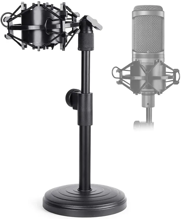 Desktop Microphone Stand, Adjustable Table Mic Stand With Mic Shock
