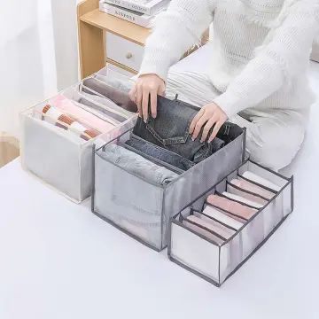 Storage Box Space Saving Folding Washable Separation Grids PP Closet  Organizers For pants jeans shirt clothes Drawer Organizers