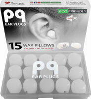 Peace&amp;Quiet PQ Wax Ear Plugs for Sleep - 15 Silicone Wax Earplugs for Sleeping and Swimming - Gel Ear Plugs for Noise Cancelling, Ear Protection - Sleeping Earplugs with Sound Blocking Level of 32 Db (15-Pillows)