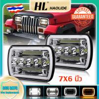 ไฟหน้า led ไฟเลี้ยว led HL 5x7 7x6 LED Headlight HiLow DRL Beam for Spot Flood Combo Beam LED Headlight Working light LED Headlamp Angel Eye