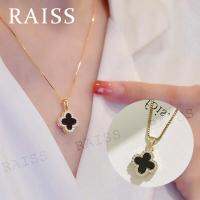 RAISS เพทายสี่ใบโคลเวอร์สร้อยคอสองด้านเชลล์กระดูกไหปลาร้าสร้อยคอ