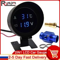 H Car Digital Led Water Temperature Gauge -10-110 Celsius With Water Temp Joint Pipe Sensor 10MM Adapter 1/8NPT Voltmeter 2 IN 1 Household Security Sy