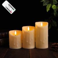 Pack Of 3 Remote Control Battery Operated Pillar Candles,Flameless Flickering Electronic Decorative Votive Easter Candle Sets