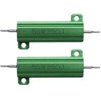 2X Aluminum Case 50W 25 Ohm Chassis Mounted Wirewound Resistor Green