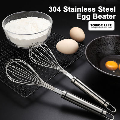 Tomor Lifeเครื่องตีไข่สแตนเลสแบบแมนนวล,เครื่องตีฟองเครื่องมือทำอาหารในครัวขนาด10นิ้ว