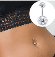 Double Gem Belly Button Rings Stainless Steel Crystal Rhinestone Navel Rings Barbells Studs Women Girls Body Piercing Jewelry Body jewellery