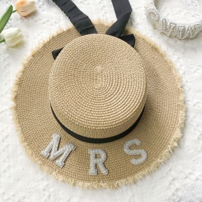 แต่งงานหมวกฟางดิบขอบท่องเที่ยวอาทิตย์หมวกพรรคเจ้าสาวครีมกันแดด Rhinestone เจ้าสาวนางสำหรับผู้หญิงผู้ชายแต่งงานหมวกอุปกรณ์เสริม