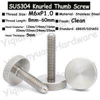 3Pcs-10Pcs M6 GB835 DIN653 SUS304 Stainless Steel Hatching Knurled Thumb Screw Flat Head Curtain Wall Glass Hand Tighten Bolts Fasteners