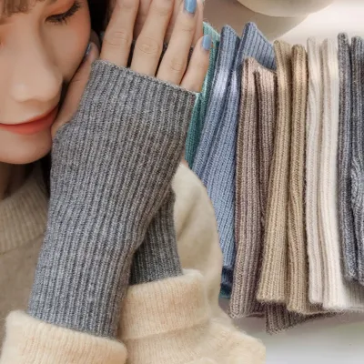 Korea Half finger Gloves Female Autumn and Winter Wool Warmth Fingerless Students Touchscreen Thick Knitted Wristband Glove