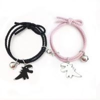 Cartoon Magnetic Couple Bracelets with Cute Dinosaur Pendant Mutually Attractive Friendship Rope Gifts for Womens Gift