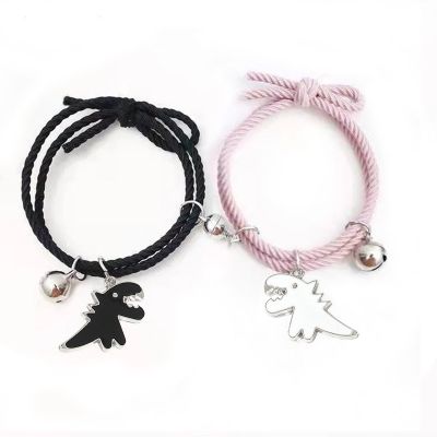 Cartoon Magnetic Couple Bracelets with Cute Dinosaur Pendant Mutually Attractive Friendship Rope Gifts for Women 39;s Gift