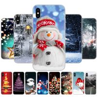 ◙ For iphone X XS XR Case Back Phone Cover for iphone xs max iphone 10 Silicon Soft TPU Coque winter christmas snow tree new year