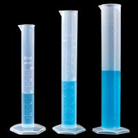 ：{—— 1 PCX Hexagon Bottom Transparent Measuring Plastic Graduated Cylinder Test Tube Laboratory Tool 10/25/50/100/250/500/1000Ml