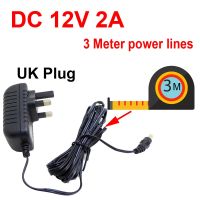 สายเคเบิล AC/สาย DC 3ตัวชาร์จ5.5มม. * สำหรับ Power AC 2A 3M เมตร Power UK CCTV 12V DC 100-240V อะแดปเตอร์กล้องปลั๊กอุปกรณ์เสริมทีวี