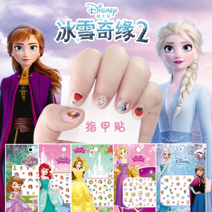 cartoon-frozen-princess-pooh-bear-snow-white-makeup-nail-stickers-minnie-mickey-mermaid-stitch-stickers-toy-for-kids-diy