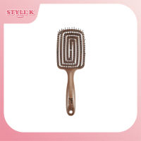 Yao Moving Square Brush Wooden Texture หวีไนลอนสางผมพันกัน รุ่นสี่เหลี่ยมใหญ่ สำหรับผมยาว สีไม้ธรรมชาติ