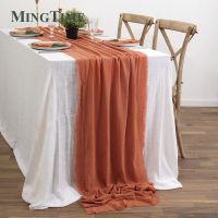 hotx【DT】 Table Runners Rustic Cotton Gauze Dining Burlap Burr Texture Wedding Supplies Decorations