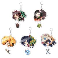New Demon Slayer Kimetsu No Yaiba Blade of Ghost Keychain Cute Characters Acrylic Pendant Car Key Chain Fans Gift Anime Jewelry Key Chains