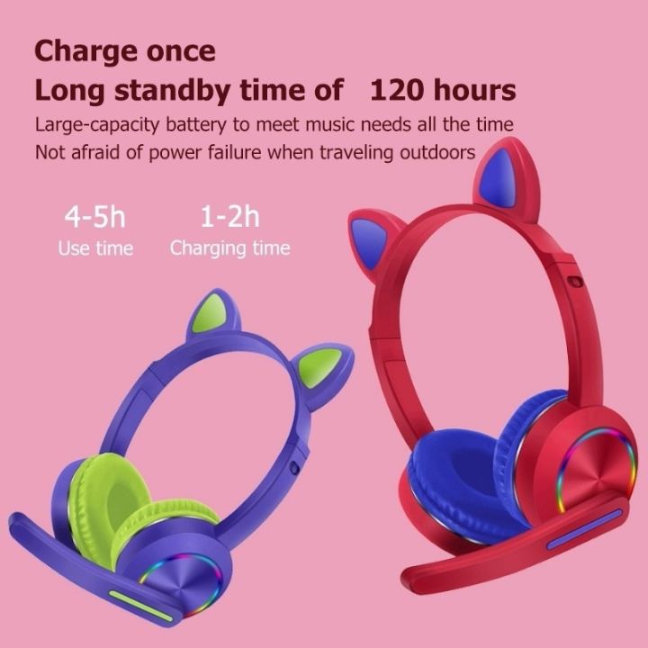 หูฟัง-headphone-akz-k23-หูฟังครอบพร้อมไมค์-หูฟังไร้สายหูฟังแมวน่ารักแบบพับได้-led-ส่องสว่าง
