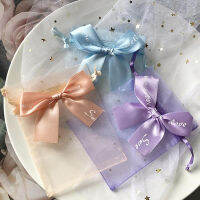 100Pcslot 9*12cm Bow Organza Bag Jewelry Tulle Drawstring Bag Jewelry Packaging Display &amp; Jewelry Pouches Wedding Gift