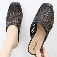 HOT★รองเท้าแตะรองเท้าแตะ Elegant ผู้หญิงรองเท้ารองเท้าส้นสูงปานกลางสุภาพสตรี Casual Slip-On ฤดูร้อนรองเท้าแตะชายหาดรองเท้าส้นตึก Loafers Sandalias