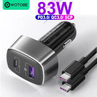 WOTOBE 2พอร์ต83W Super Fast Car Charger,1พอร์ต USB C PD 60W 20V Power Adapter,1 5A QC3.0 Afcscp 22.5W สำหรับศัพท์และแล็ปท็อป