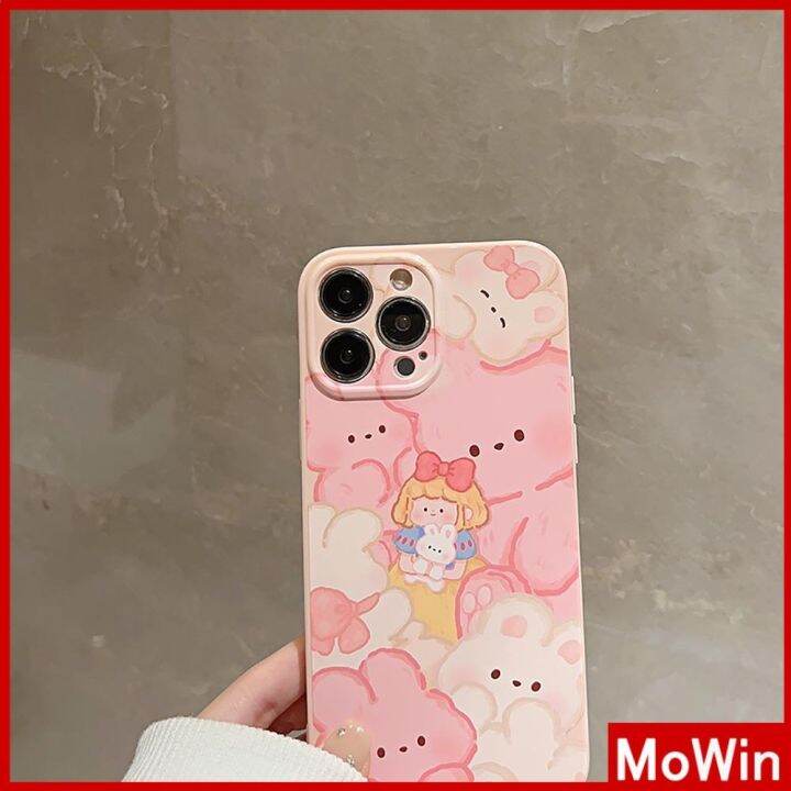 mowin-เข้ากันได้สำหรับ-เคสไอโฟน-เคสไอโฟน11-เคส-สำหรับ-iphone-14-เคสไอโฟนครีมเคสนิ่มเคลือบมัน-กันกระแทกฝาครอบกล้องป้องกันหมีน่าร