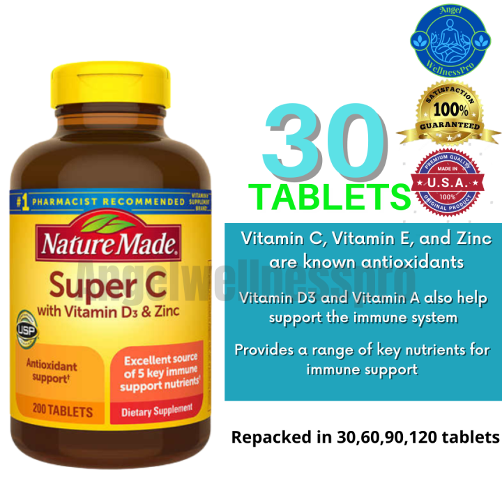 Nature Made Super C with Vitamin D3 and Zinc- 30 Tablets- AUTHENTIC ...