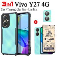 VIVO Y27เคสโทรศัพท์กันกระแทก4G เคสสำหรับ Vivo Y 27 Y2 7นิ่ม TPU ฝาหลังกันตก + ฟิล์มกระจกเทมเปอร์หน้าจอ + ฟิล์มป้องกันเลนส์