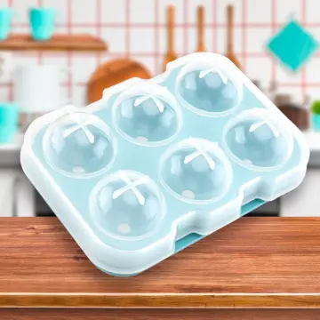 1pc Large 4.5cm Round Ice Cube Mold With Lid, 6 Holes Silicone